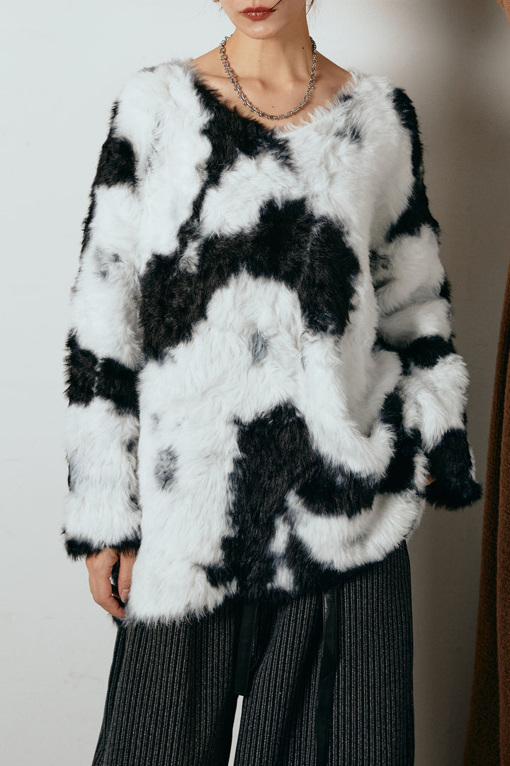 [SET]タイダイ柄シャギーニットトップス+裾シアーリブスカート(2set)