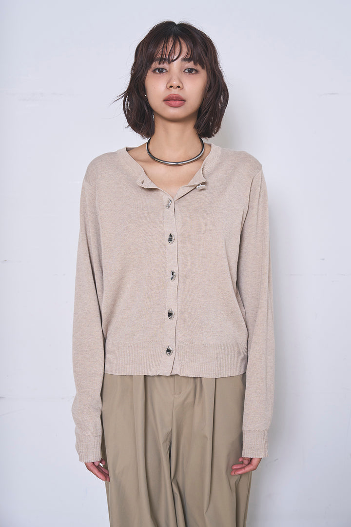 [SET]リサイクルポリニュアンス釦カーデ+撥水加工ナイロンスカート(2set)