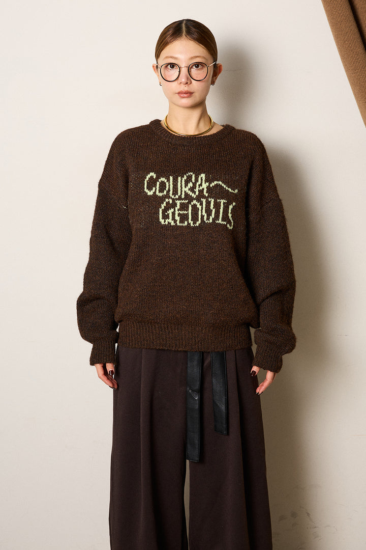 ロゴシャギーニットプルオーバー