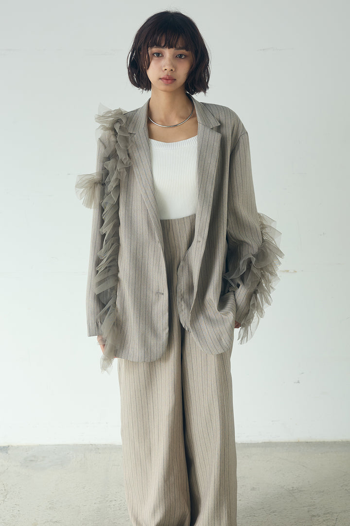 チュールヘリンボーンストライプジャケット