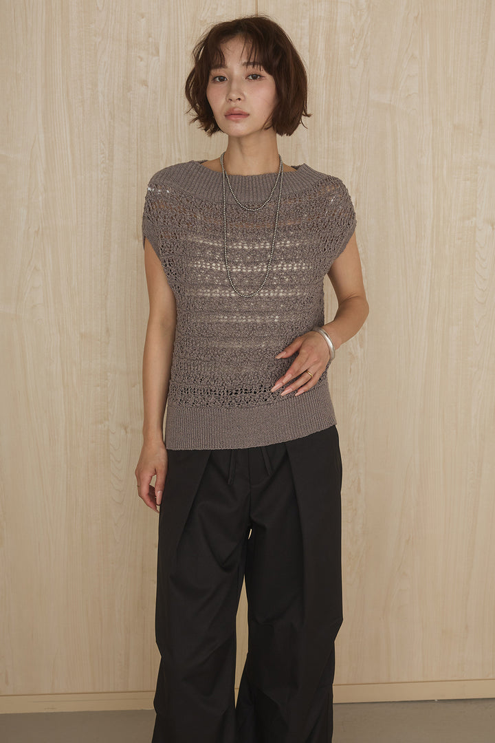 [SET]透かしレース編みフレンチニット+巻きロングスカート(2set)