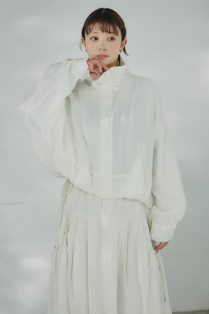 [SET]スタンドネックシアーブルゾン+ナイロンデザインフレアスカート(2set)