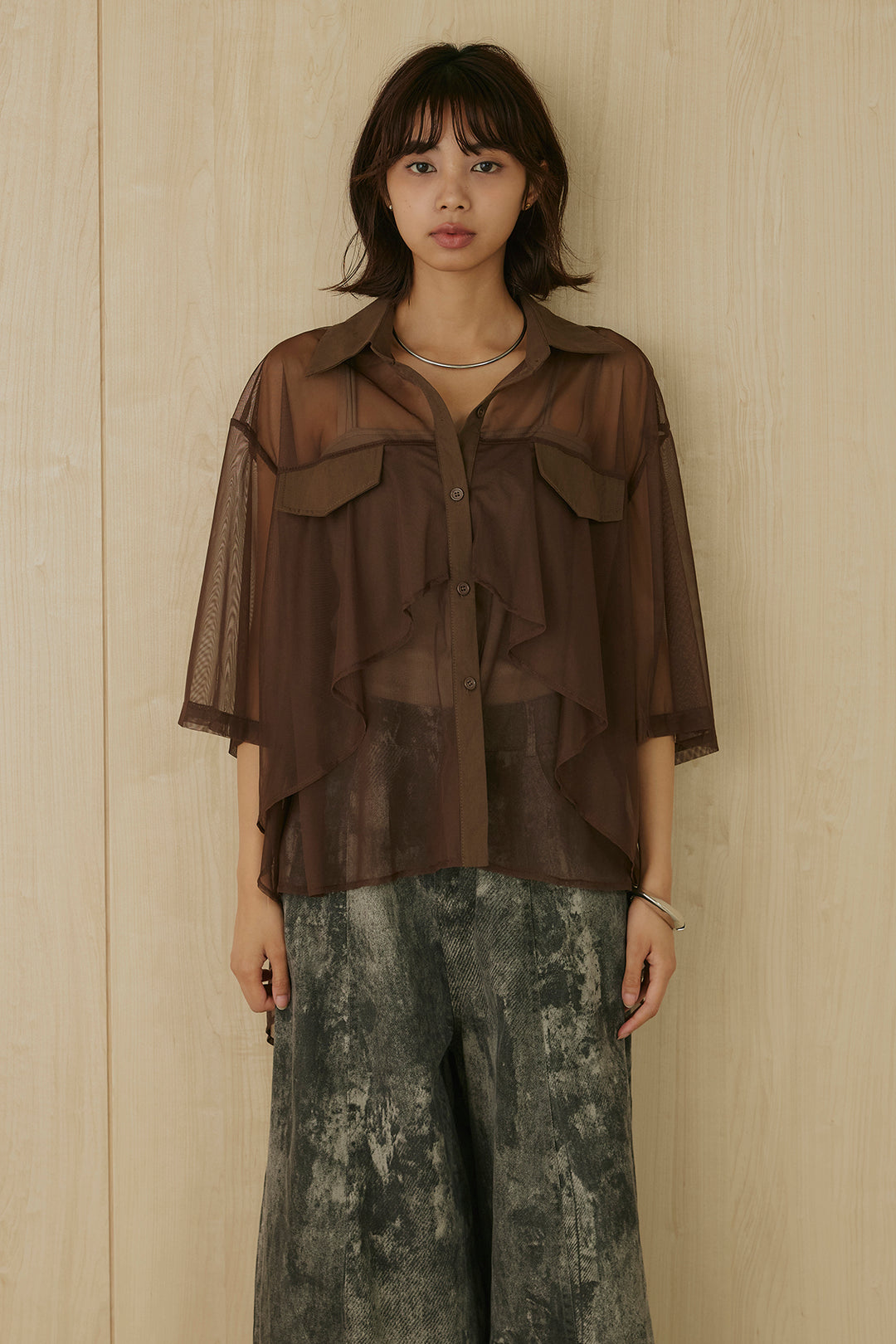 バックロングシアーシャツ