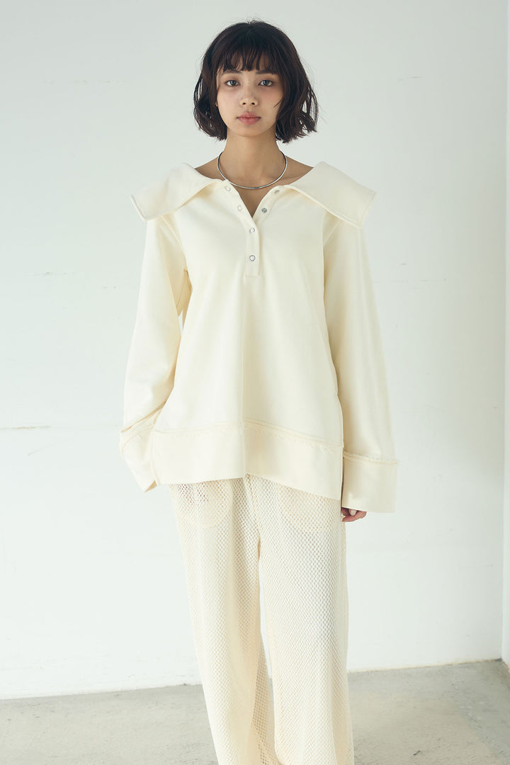 [SET]ビッグカラー2WAYスウェットトップス+メッシュリラックスパンツ(2set)