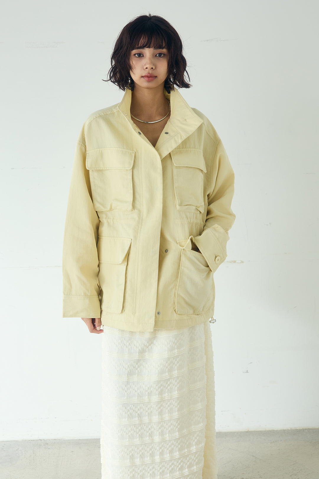 [SET]ナイロンツイルフィールドジャケット+シアーフリルキャミワンピース(2set)