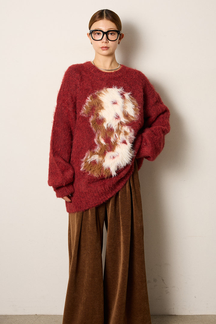 シャギーニュアンスアニマルニット