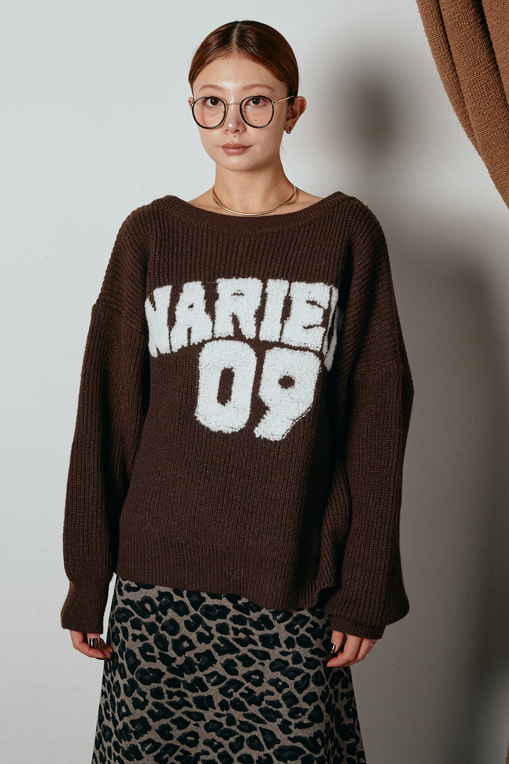 [SET]ロゴジャガードニットトップス+レオパードロングスカート(2set)