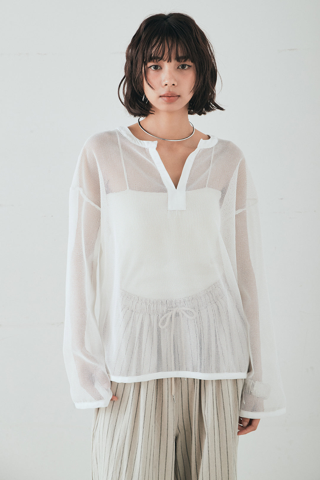 メッシュカットソースキッパープルオーバー