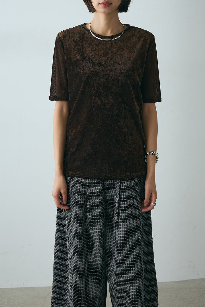 シアーベロアハーフスリーブTシャツ