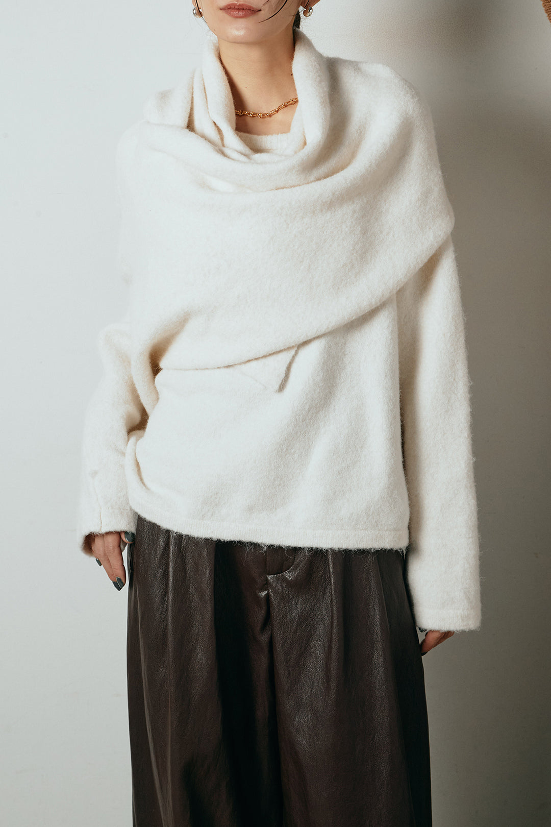 ネック巻きデザインニットトップス