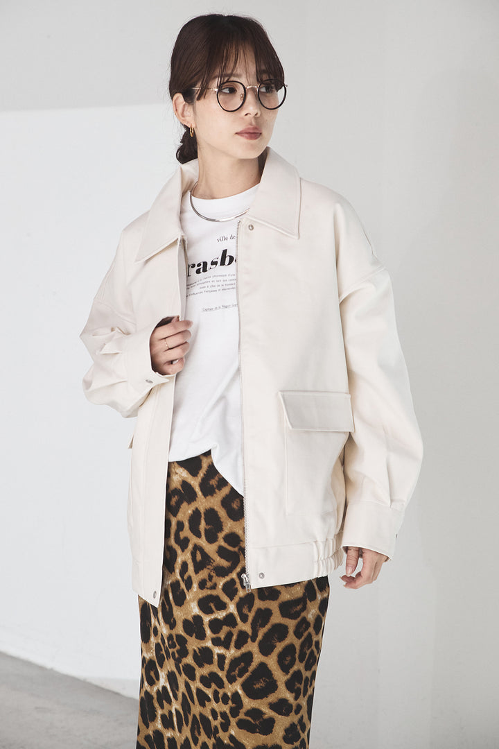 【即納】レザーライクオーバーサイズブルゾン