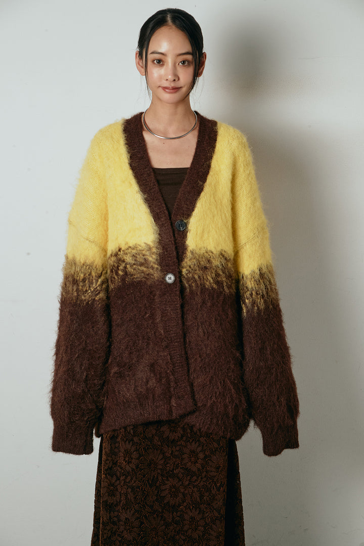 起毛グラデーションニットカーディガン