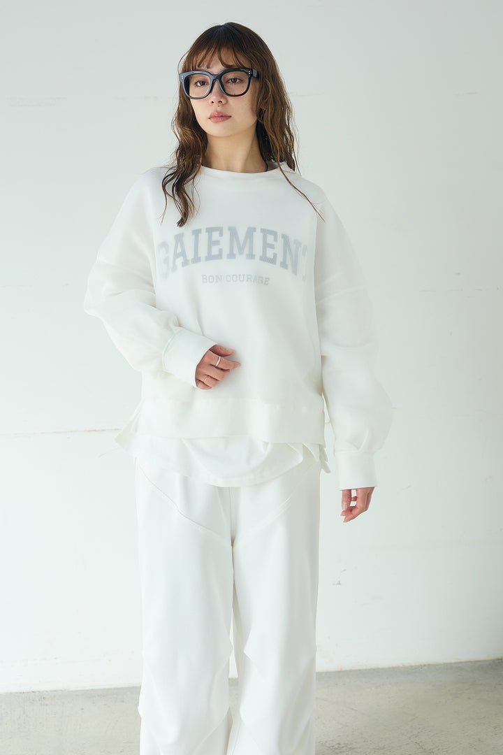 [SET]クリアダンボールプルオーバー+ランダムタックデザインワイドパンツ(2set)