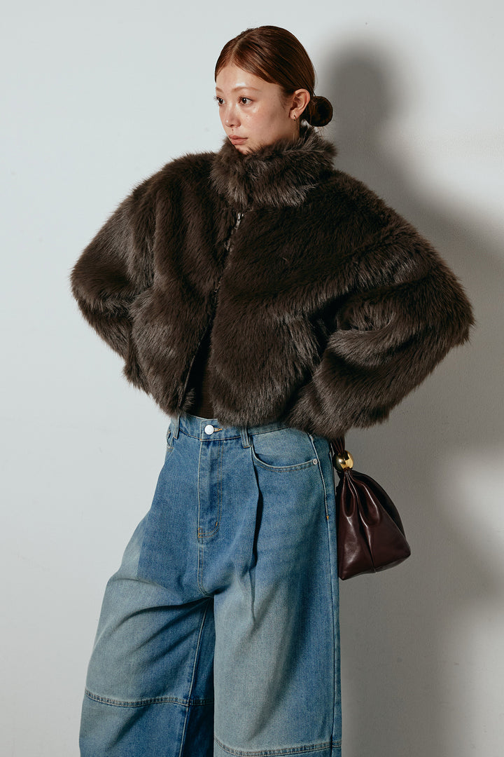 エコファーショート丈ブルゾン