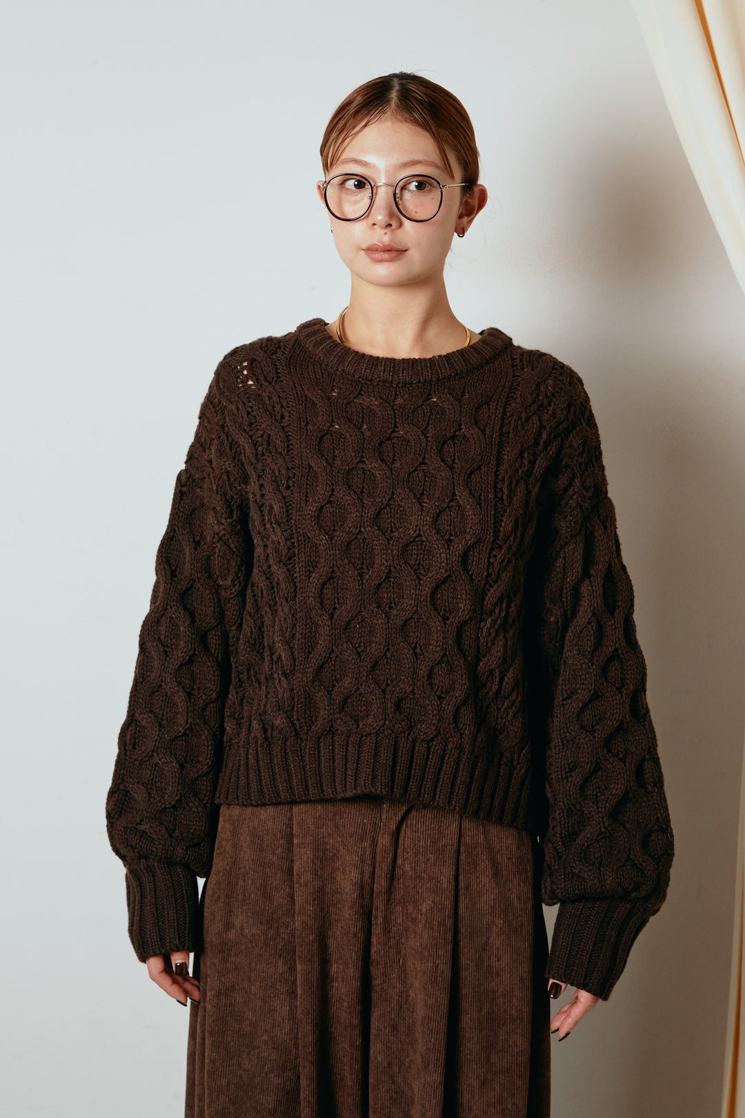 [SET]バルキーケーブルプルオーバー+コーデュロイサイドタックコクーンパンツ(2set)