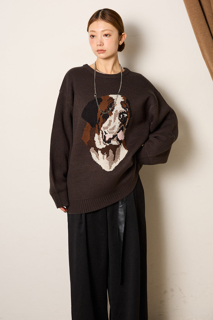 アニマルジャガード柄ニットトップス