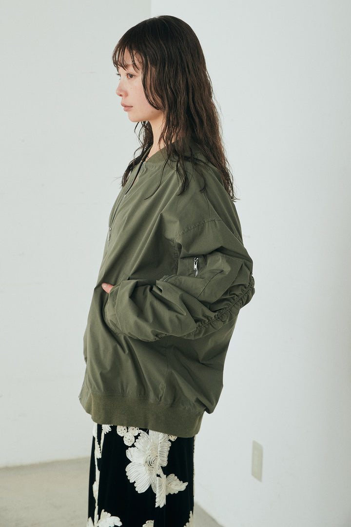 [SET]袖シャーリングオーバーサイズMA1+総レースキャミワンピース(2set)