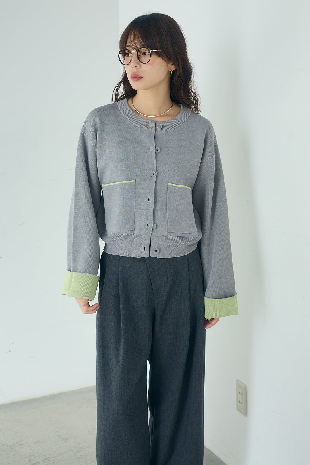 レーヨンポリダブルフェイスカーディガン