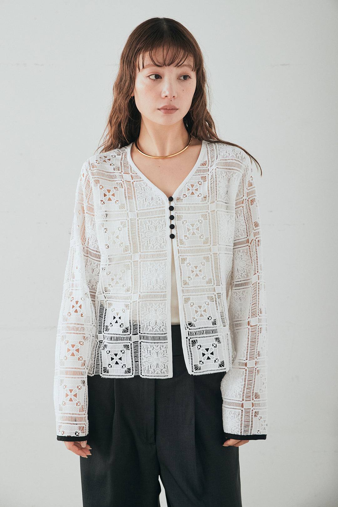 [SET]クロシェレースカーディガン+クロシェレースイージーパンツ(2set)