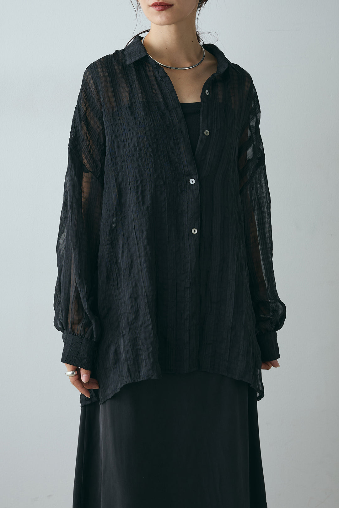 シアーマルチチェック柄シャツ