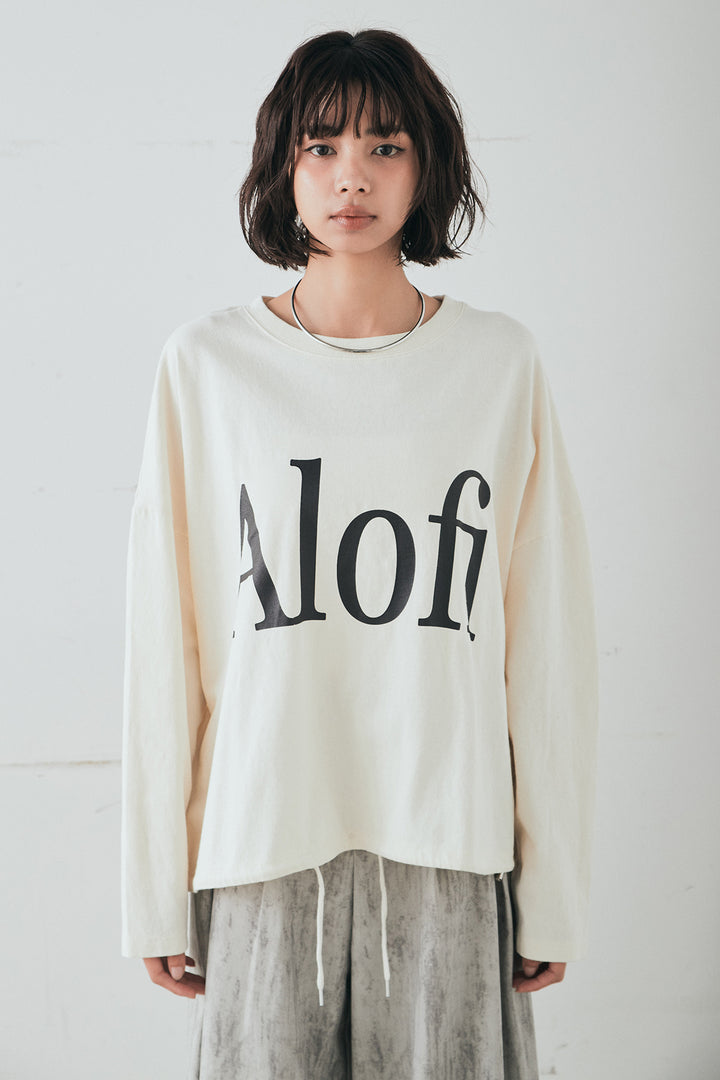 [SET]裾センタードロストロゴプリントワイドTシャツ+センタープレスセミワイドパンツ(2set)