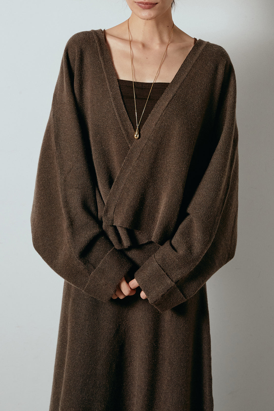 [SET]カシュクールニットカーディガン+ニットロングスカート(2set)