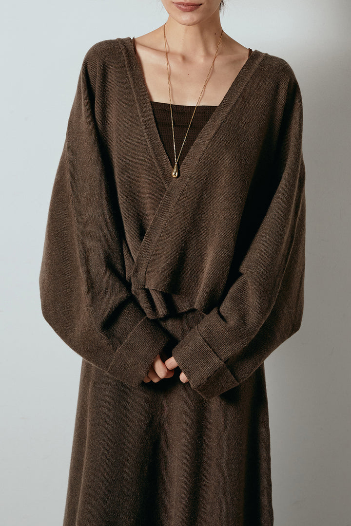 [SET]カシュクールニットカーディガン+ニットロングスカート(2set)