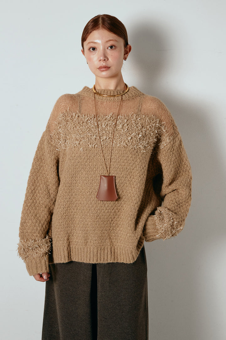 パターンランダム編みニットトップス