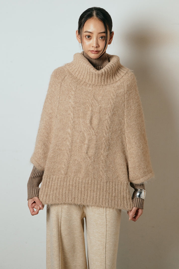 起毛ミディアムスリーブニットトップス