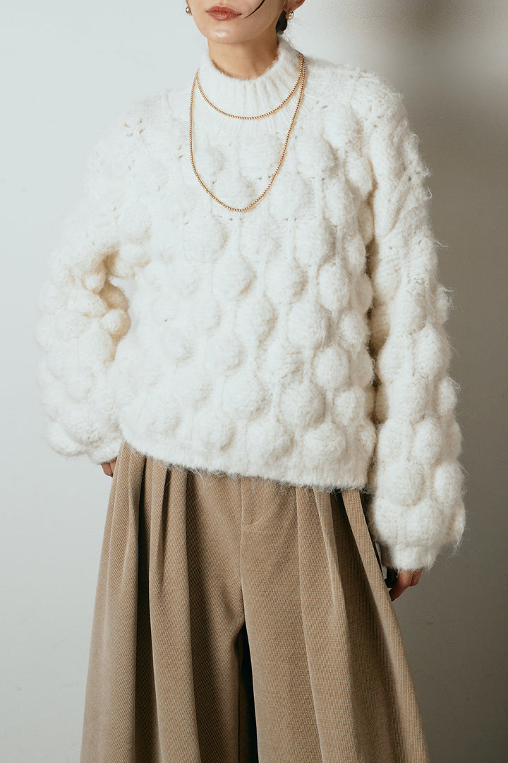 ボリュームポップコーンニットトップス