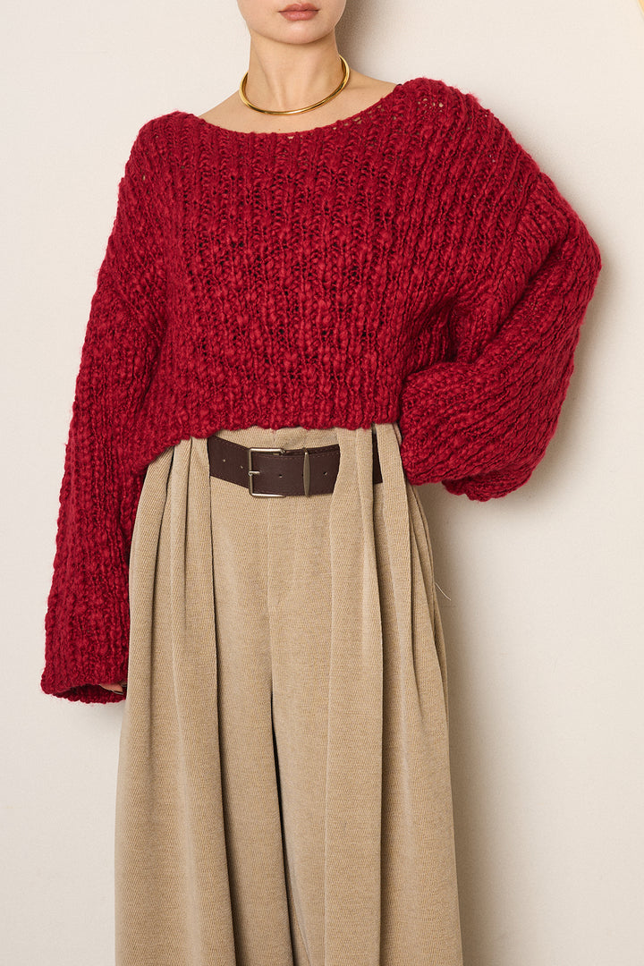 チャンキースラブニットクロップドプルオーバー