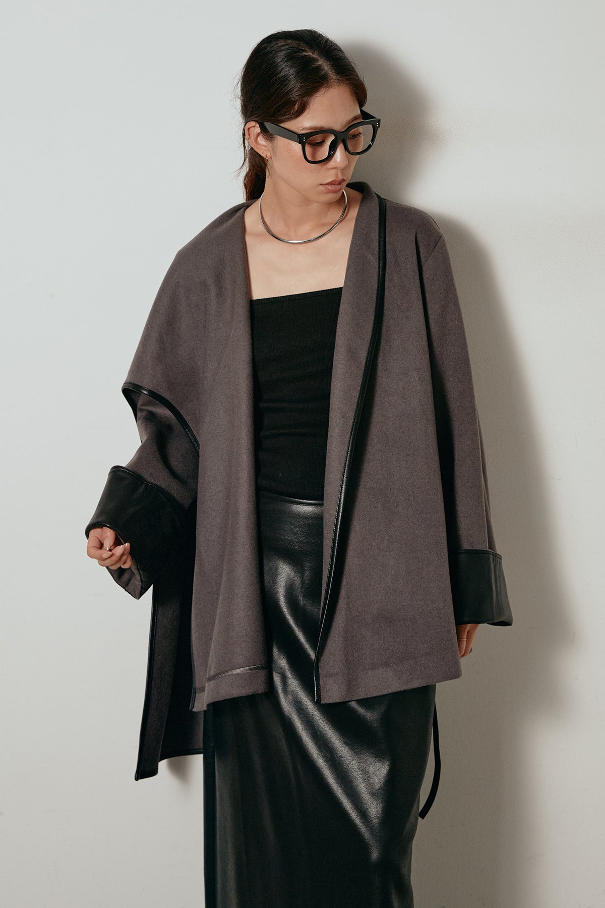 ダブルオーバージャケット/ブラック　ESICA　エシカ　半袖 ダブルオーバージャケット/ブラック ESICA エシカ 半袖 ダブル