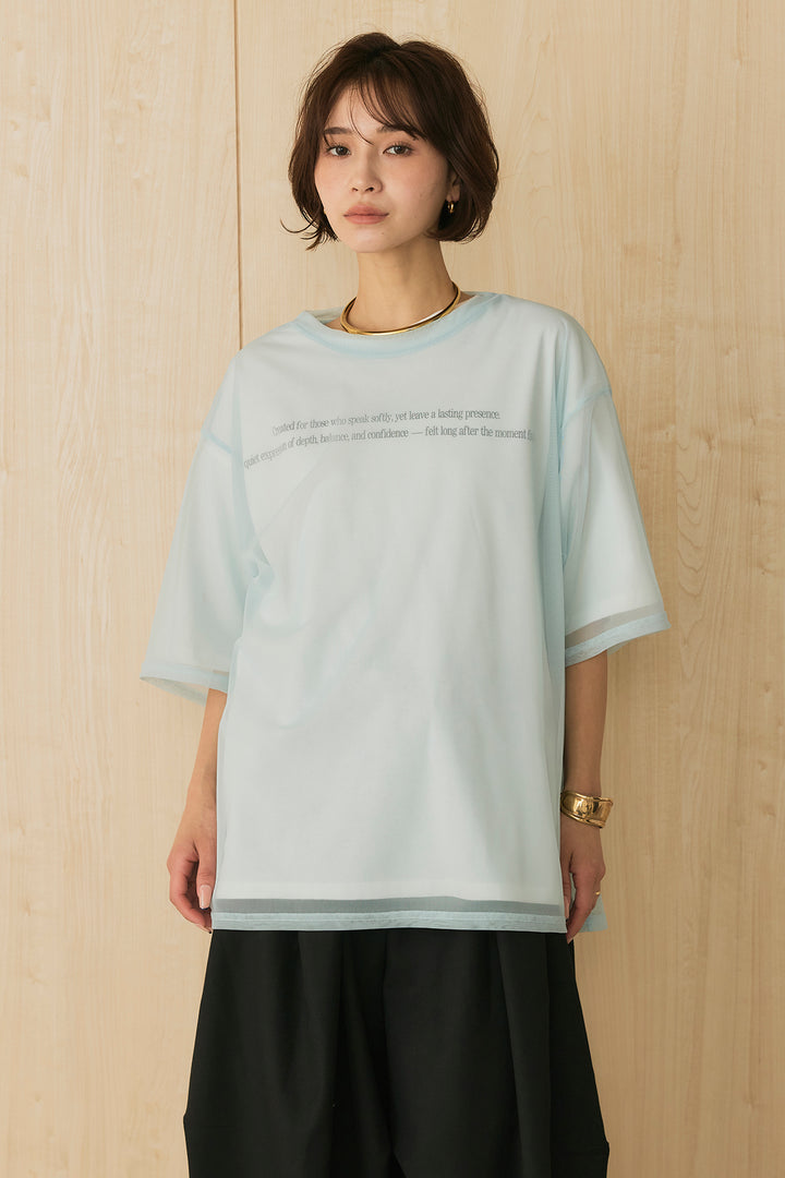 [SET]綿天竺Tシャツ×チュールトップス+ベルトループワイドパンツ(2set)