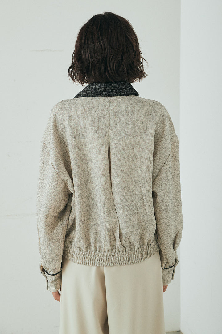 ツイード配色パイピングブルゾン