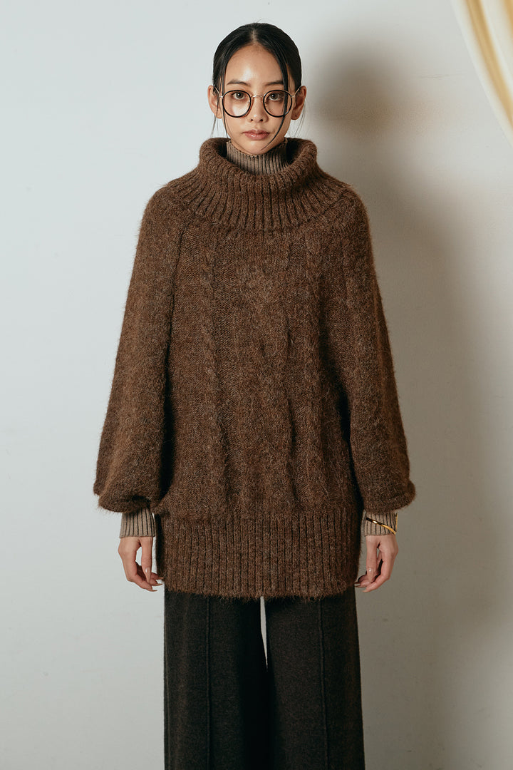 [SET]起毛ミディアムスリーブニットトップス+センターラインニットパンツ(2set)