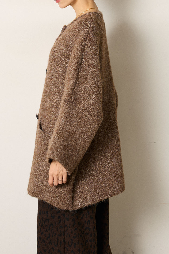 [SET]アシンメトリーボタンニットカーディガン+リラックスコーデュロイハーフパンツ(2set)