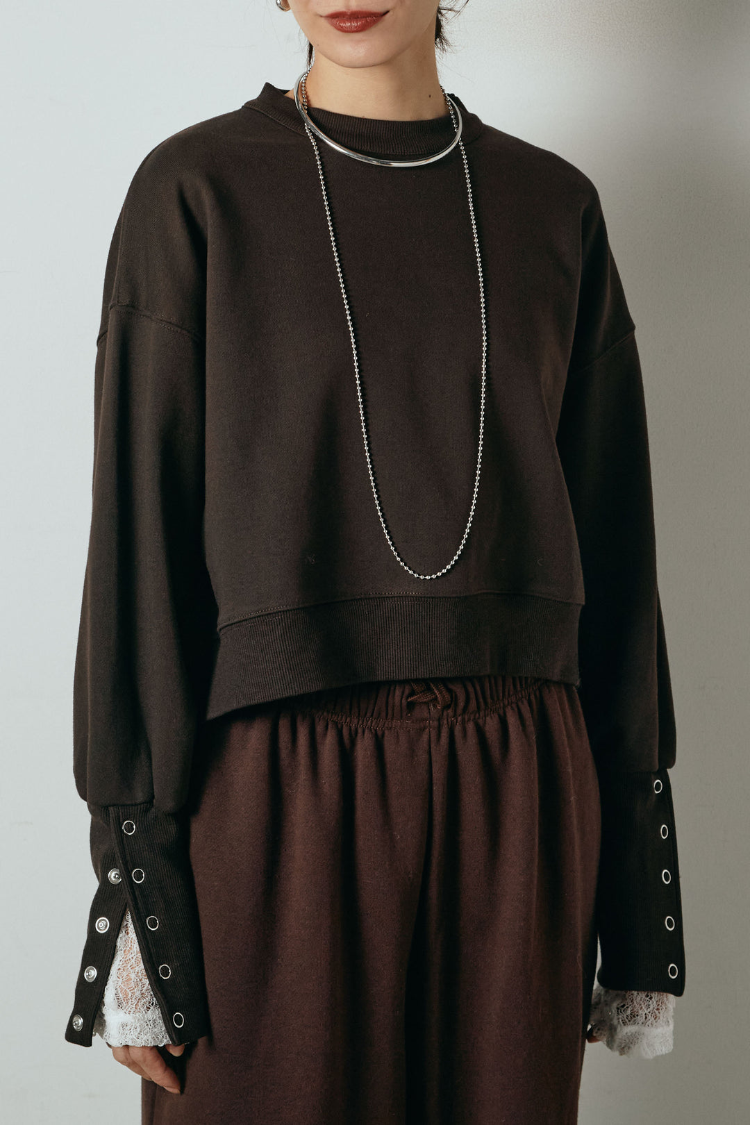 [SET]裏毛バックオープンプルオーバー+エコスウェードワイドスカート(2set)