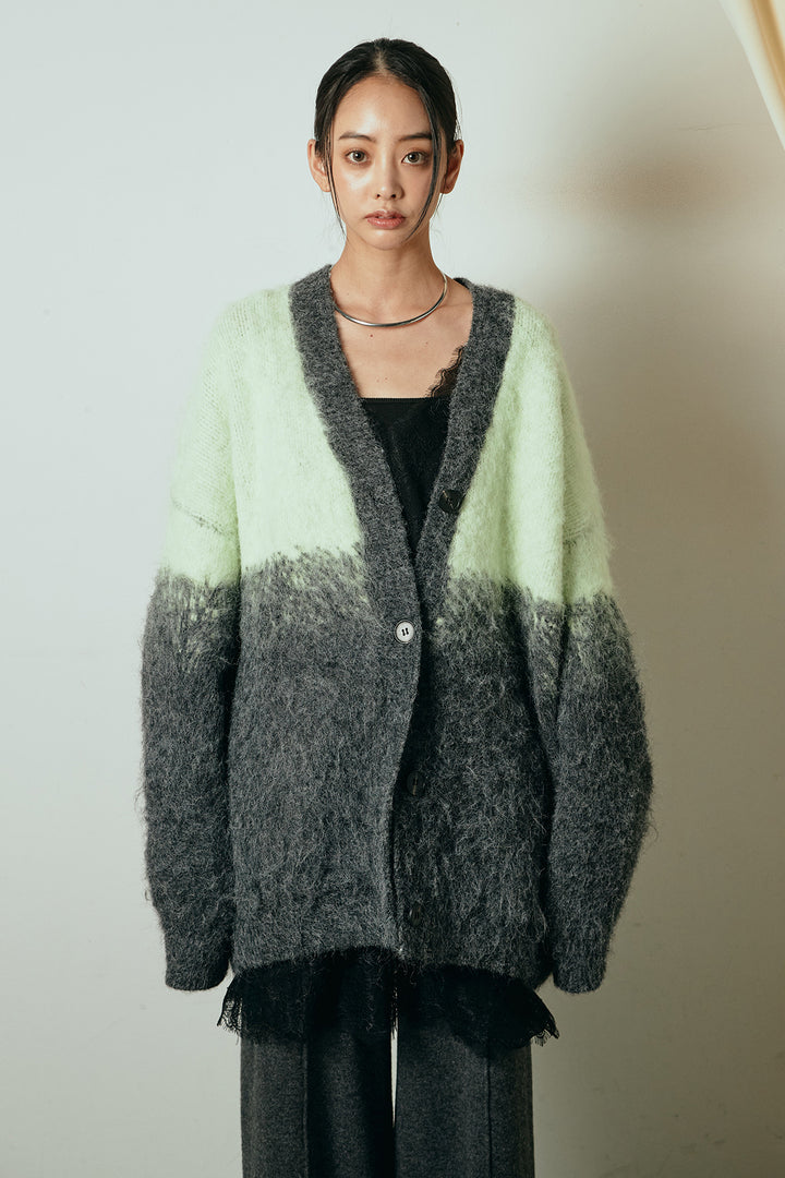 [SET]起毛グラデーションニットカーディガン+センターラインニットパンツ(2set)