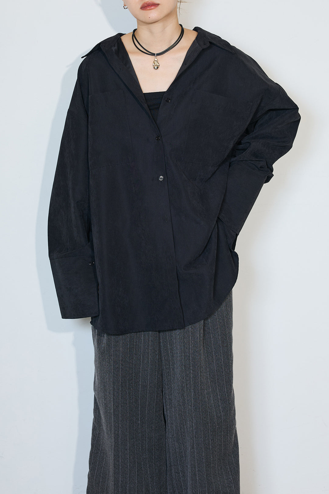 【155cmモデル着用】ピーチビックカフスシャツ