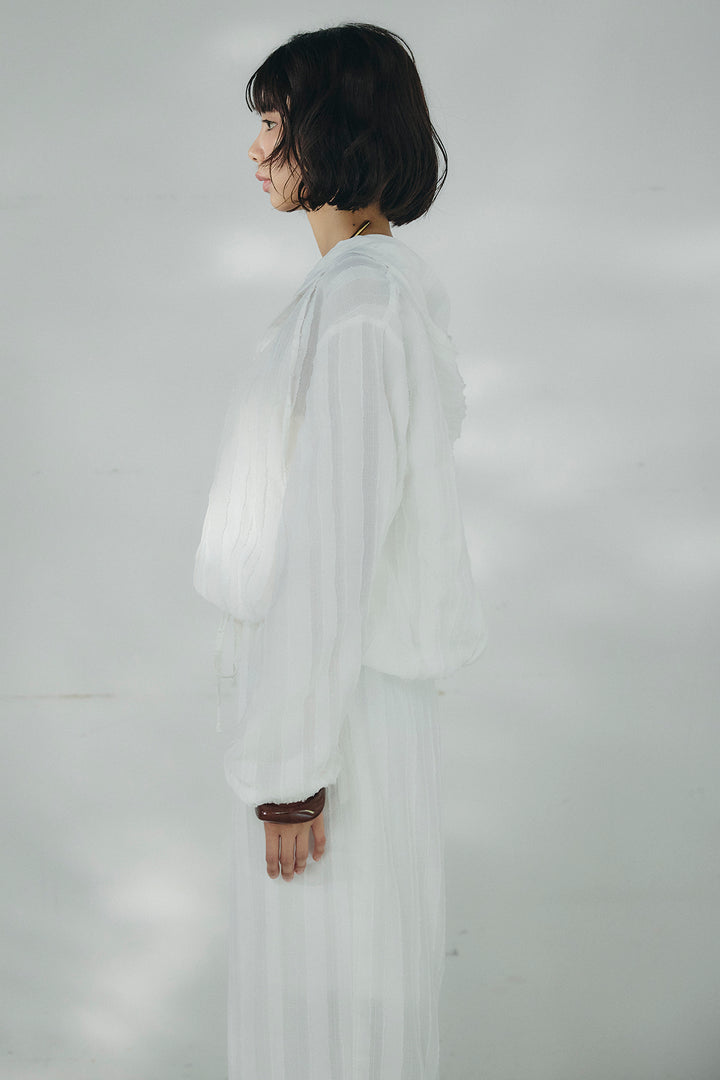 [SET]ストライプジャガードフードシャツ+ストライプジャガードロングイージーパンツ(2set)