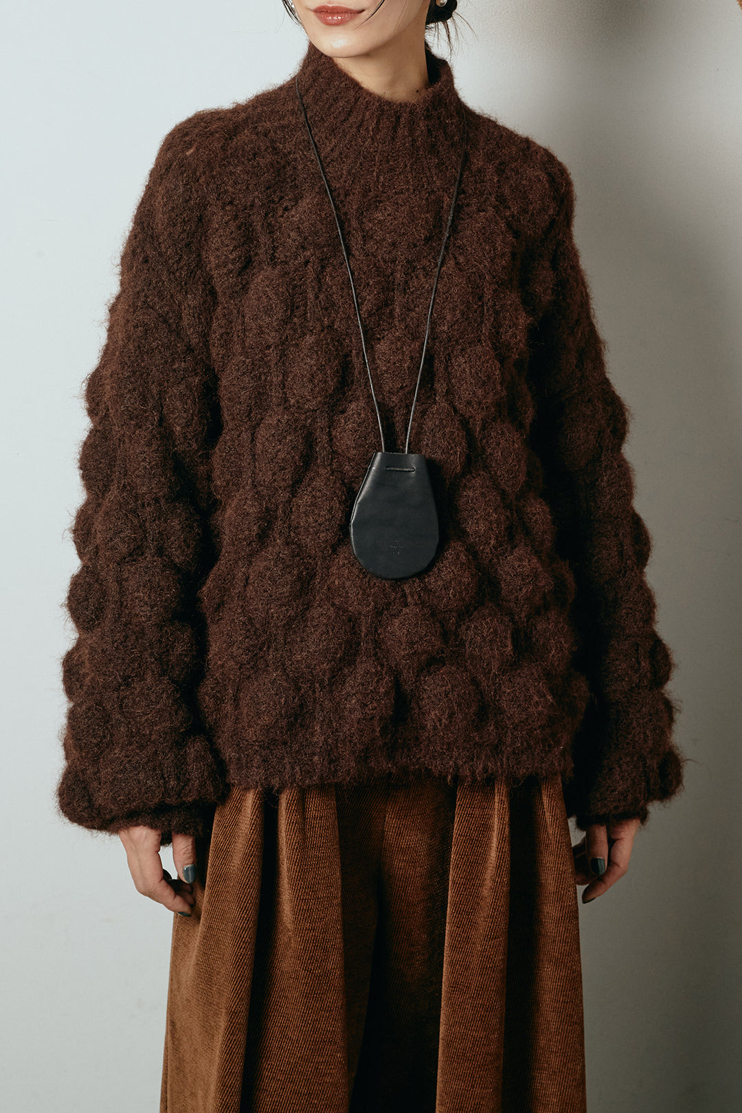 ボリュームポップコーンニットトップス