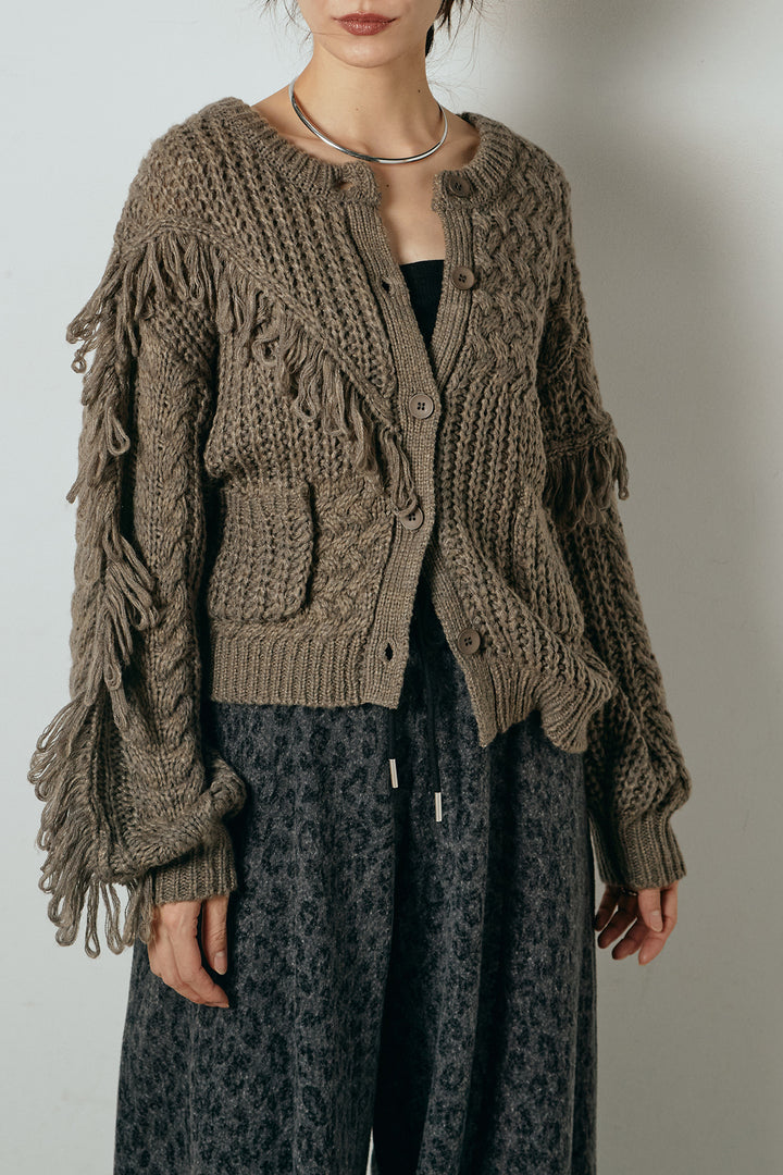 ランダムフリンジニットカーディガン