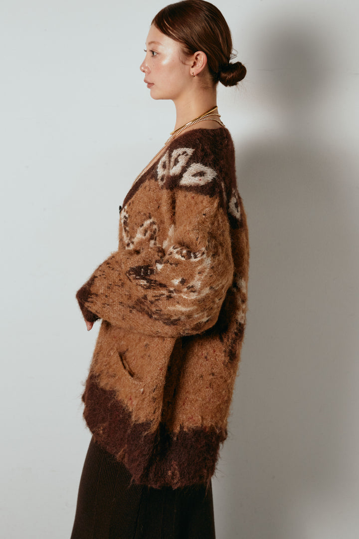 シャギーニュアンス柄ニットカーディガン