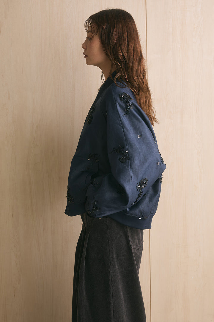 [SET]ビジュー付きワイドブルゾン+ピグメントリラックスニットスカート(2set)
