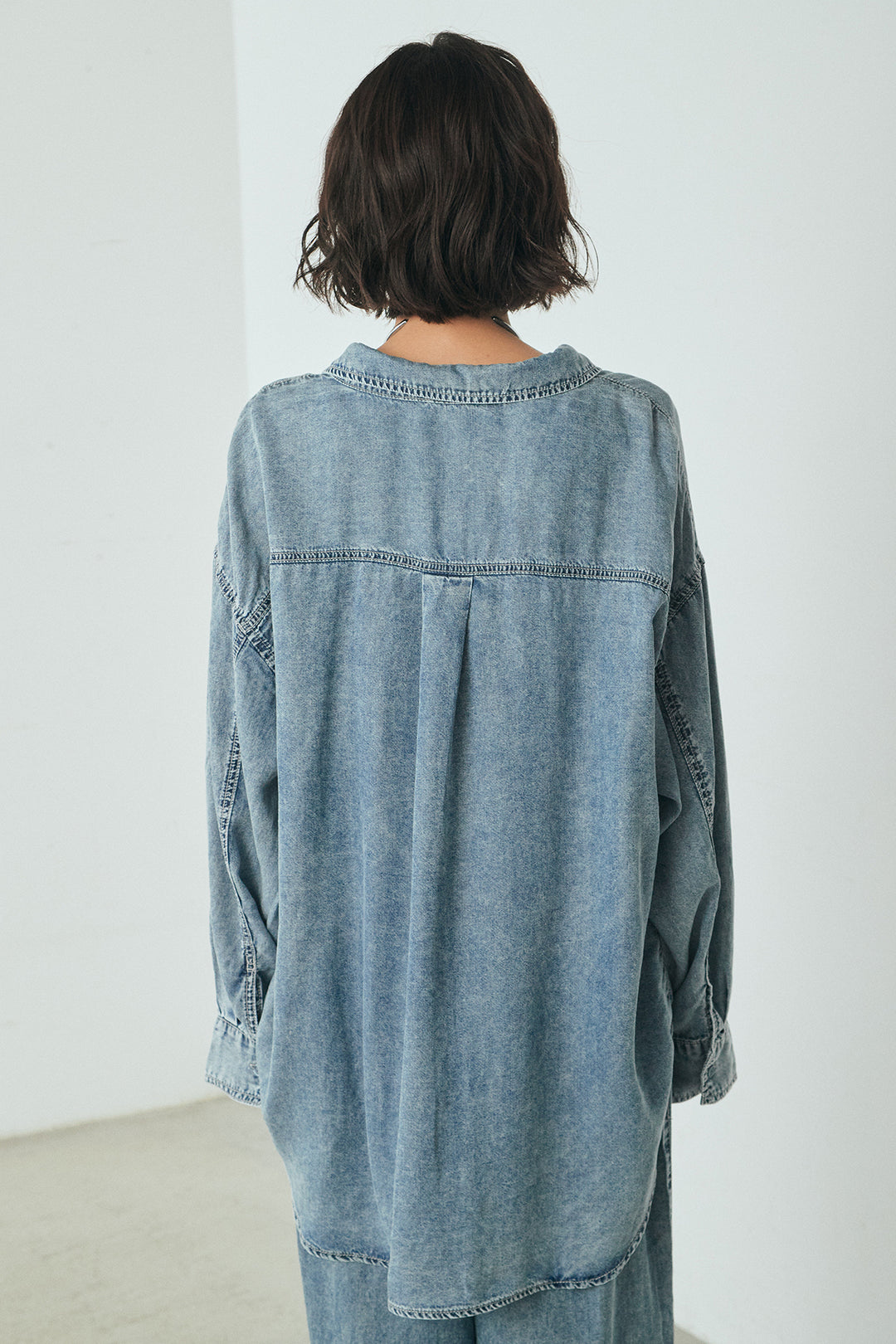 [SET]テンセルデニムシャツ+ラメ刺繍デザインスカート(2set)