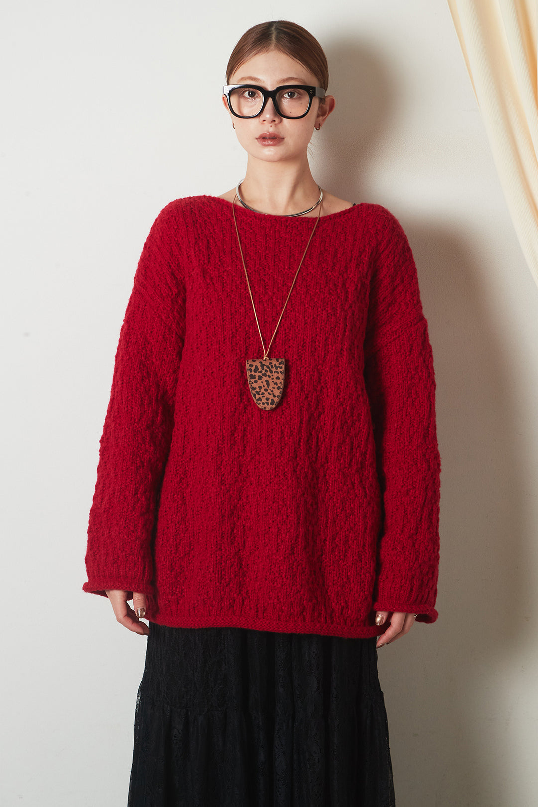 ボリューム編みニットプルオーバー