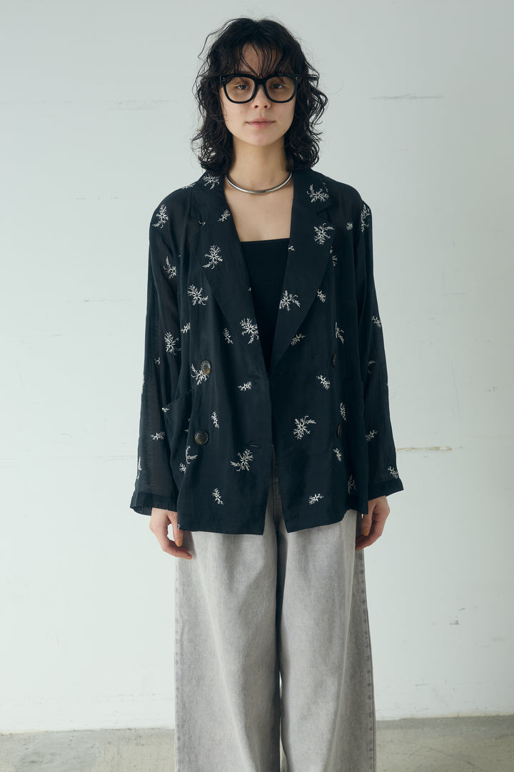 シアー刺繍ダブルジャケット