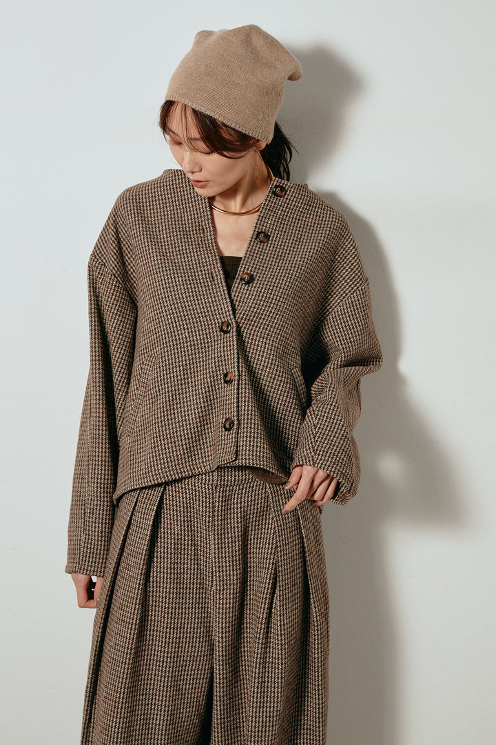 [SET]ノーカラーガンクラブチェックジャケット+ガンクラブチェックタックパンツ(2set)