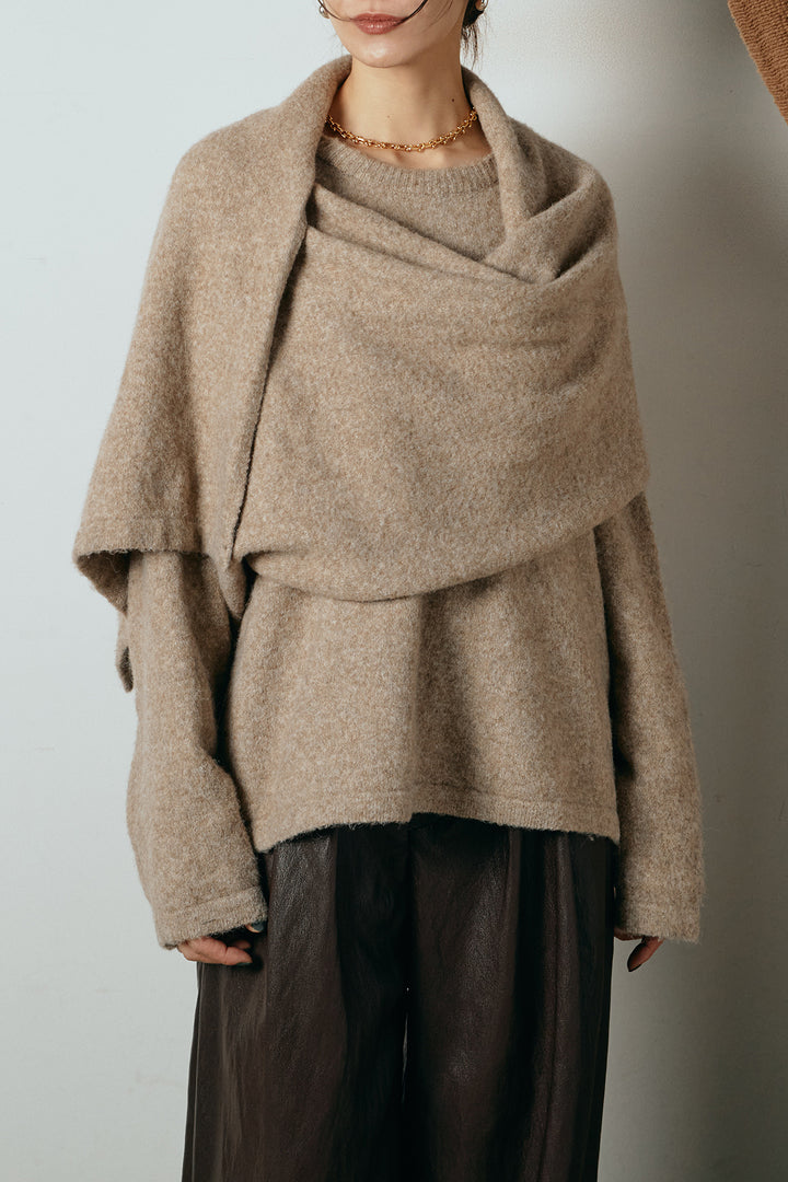 ネック巻きデザインニットトップス