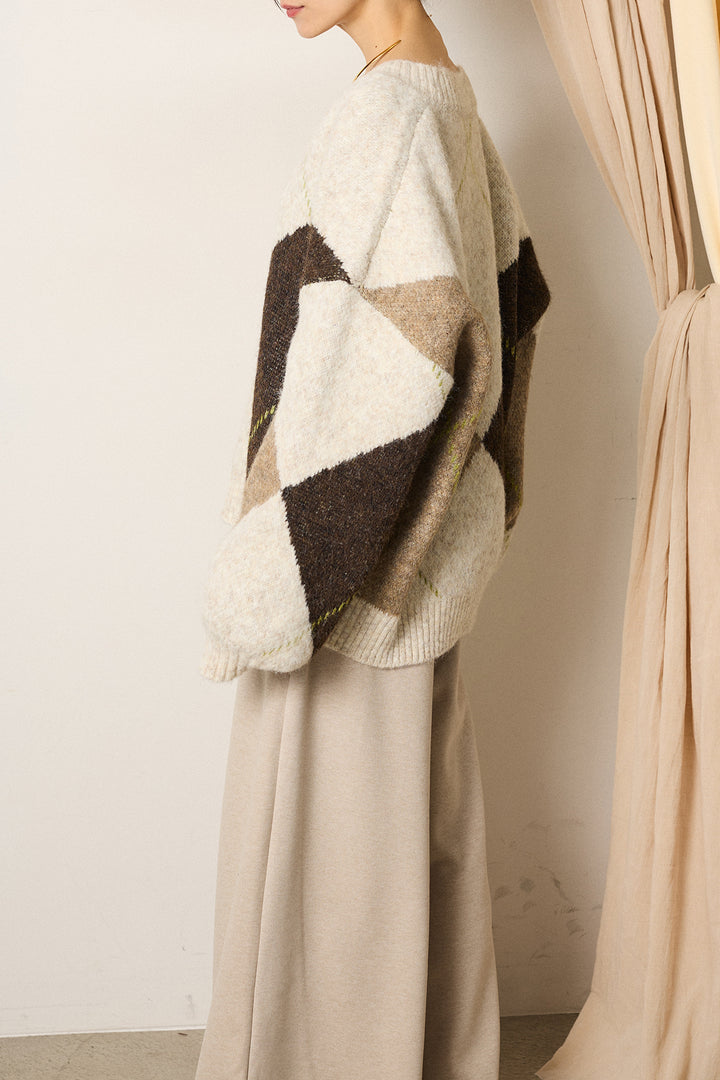 【着回しセット】[SET]ルーズアーガイルVネックニット+ルーズアーガイルVネックニット(2set)